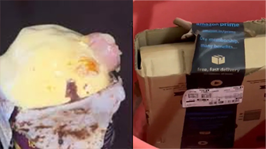 finger in icecream and snake in amazon delivery